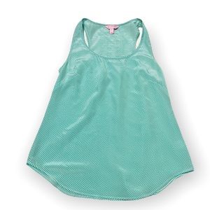 Lilly Pulitzer SzS Tank Top Cami Stripped Mint Green White Scoop Neck Sleeveles
